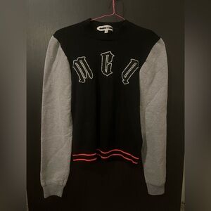 MCQEEN Black and Gray Sweater with White Lettering